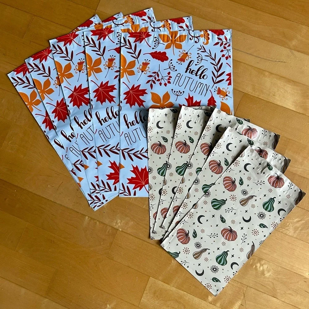 10 Count Polymailer Size Variety Bundle - HELLO AUTUMN (5/6x9 + 5/10x13)